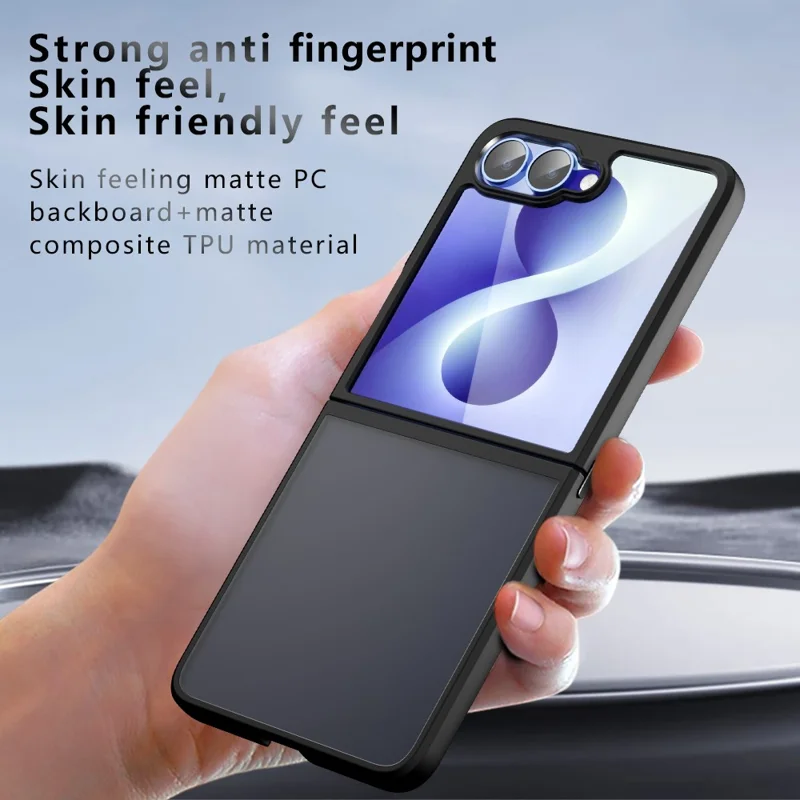 Чехол для Samsung Galaxy Z Flip8, тактильный ТПУ + матовый поликарбонат, прозрачный черный