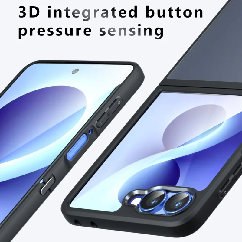Чехол для Samsung Galaxy Z Flip8, тактильный ТПУ + матовый поликарбонат, прозрачный черный