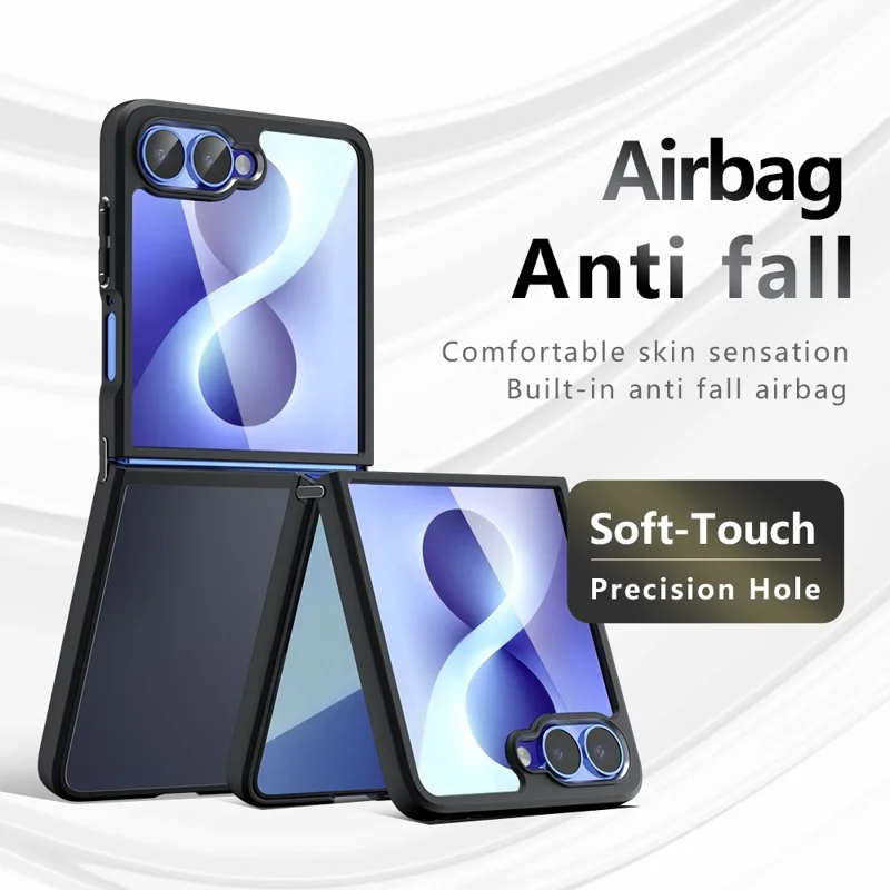 Чехол для Samsung Galaxy Z Flip8, тактильный ТПУ + матовый поликарбонат, прозрачный черный