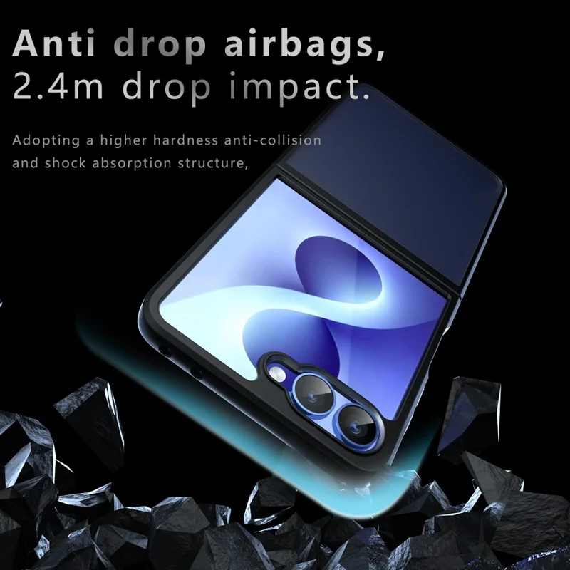Чехол для Samsung Galaxy Z Flip8, тактильный ТПУ + матовый поликарбонат, прозрачный черный