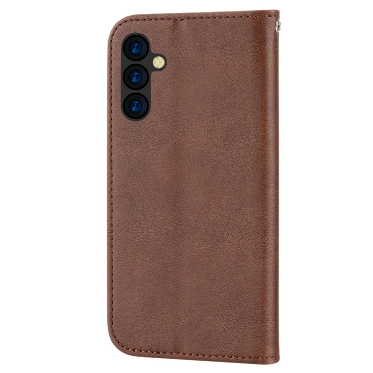 Pour Samsung Galaxy A54 5G Imprinted Rhombus Pattern Calf Texture Phone Cover Shell PU Leather Wallet Stand Magnetic Closure Case - Brown