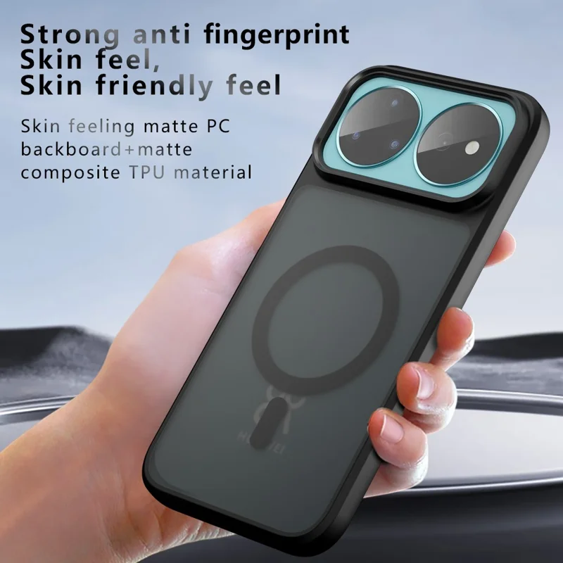 For Huawei nova 16 Pro 5G  /  nova 16 Ultra 5G Magnetic Case TPU + PC Matte Skin Touch Phone Cover - Black