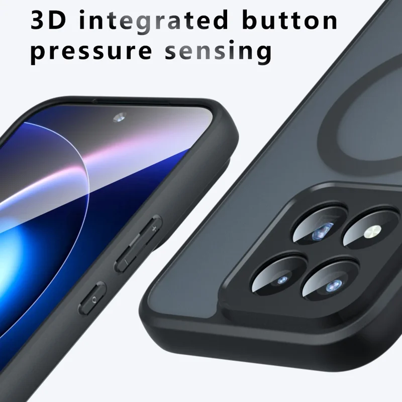 For Xiaomi 17 Max Magnetic Case TPU + PC Matte Skin Touch Phone Cover - Black