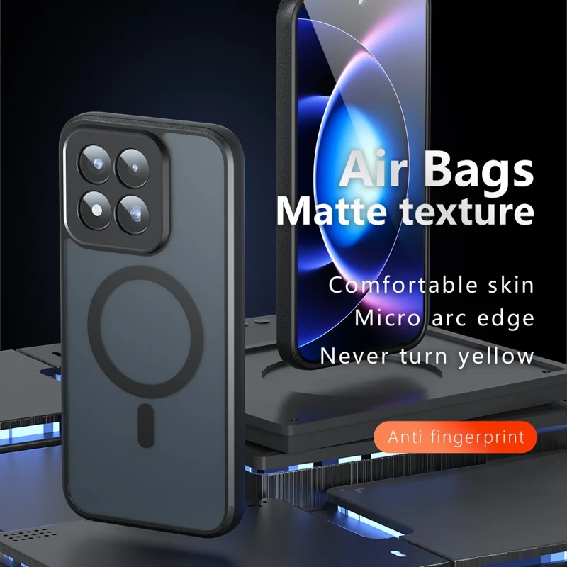 For Xiaomi 17 Max Magnetic Case TPU + PC Matte Skin Touch Phone Cover - Black