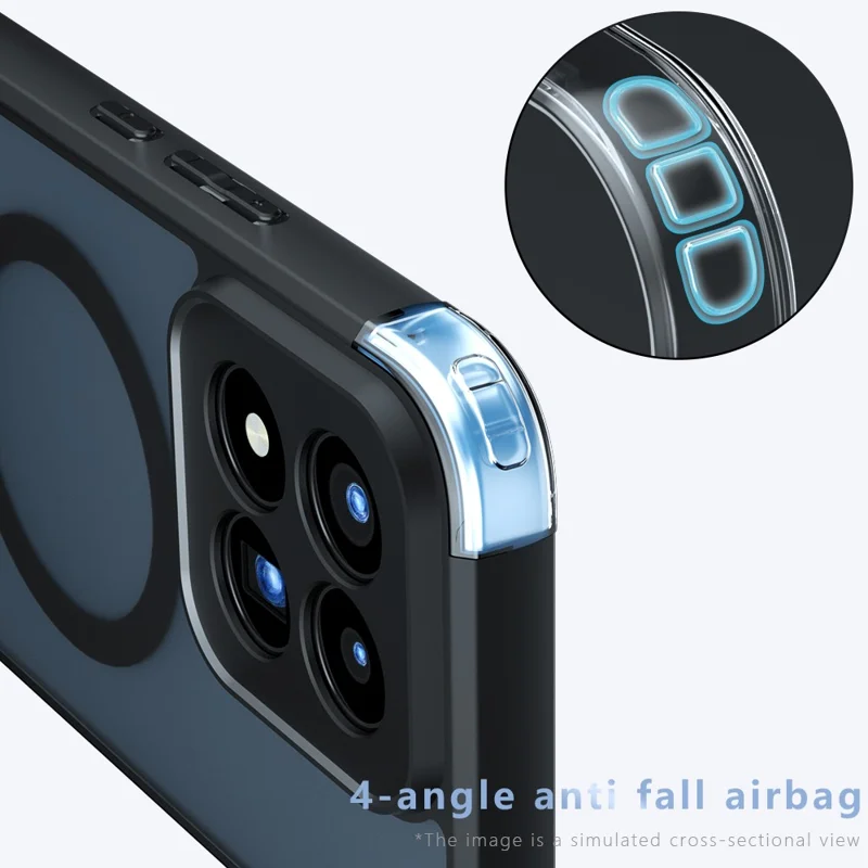 For Xiaomi 17 Max Magnetic Case TPU + PC Matte Skin Touch Phone Cover - Black