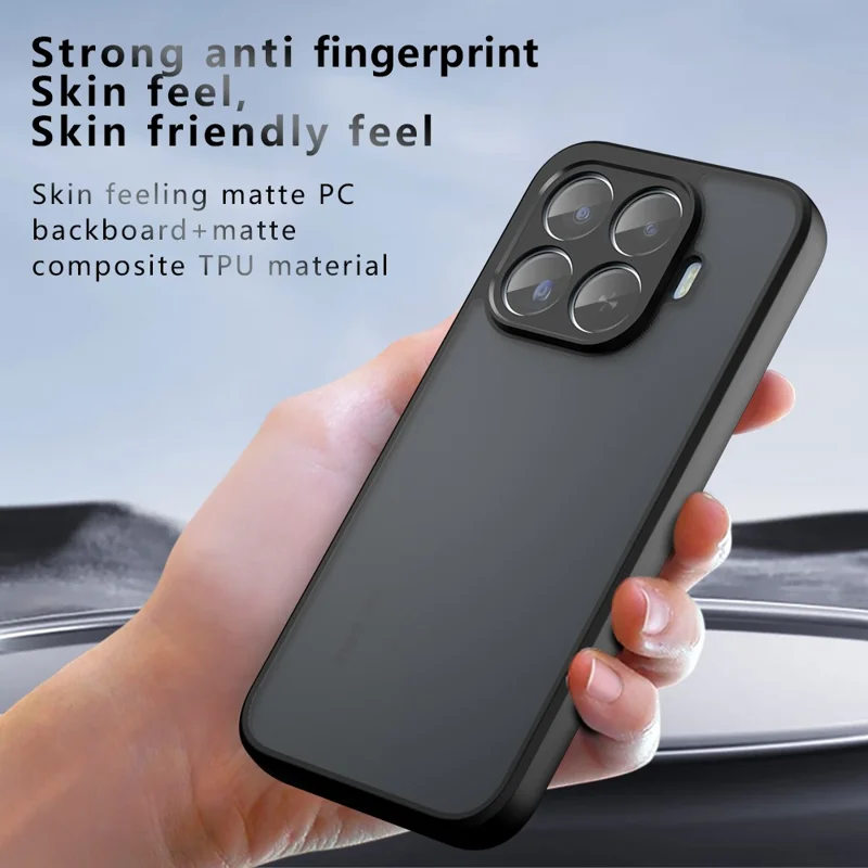 For Xiaomi 17T Case Skin-Touch TPU + PC Matte Phone Back Cover - Transparent Black
