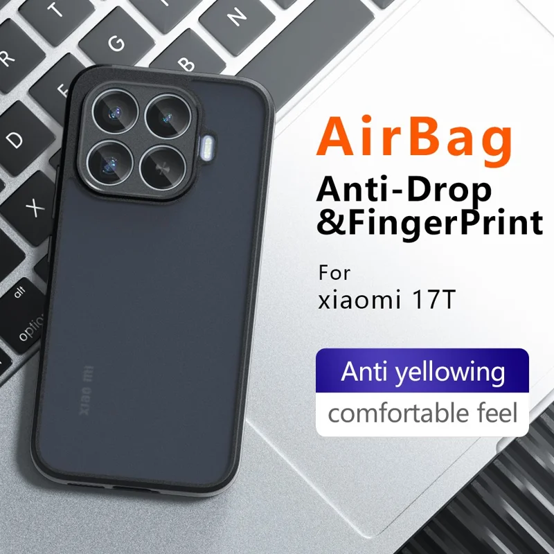 For Xiaomi 17T Case Skin-Touch TPU + PC Matte Phone Back Cover - Transparent Black