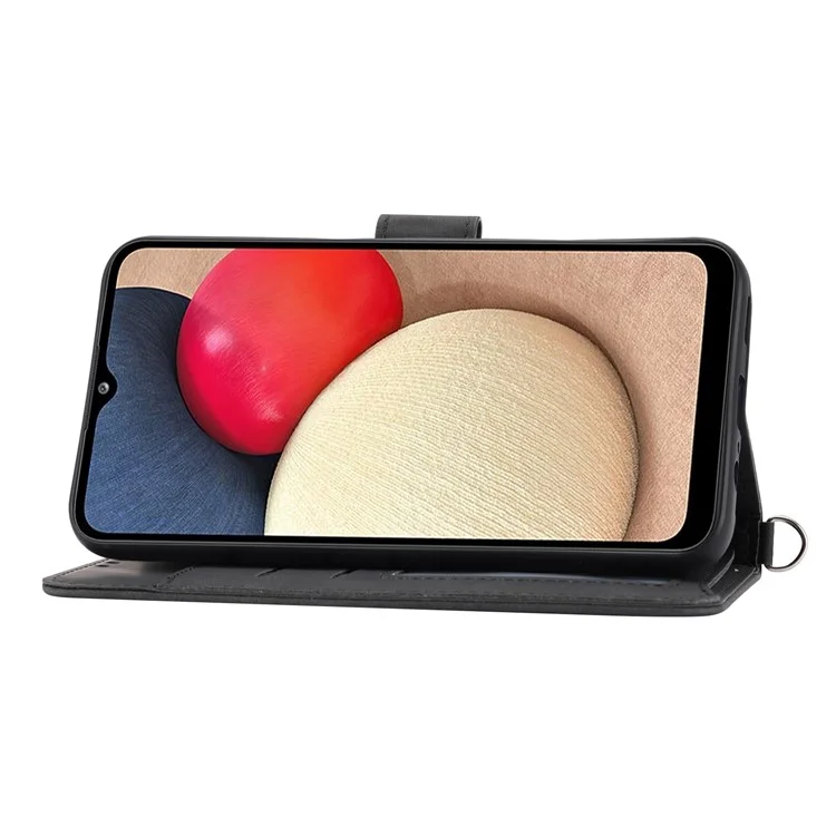 Para Samsung Galaxy A54 5G Teléfono Que Transporta Bolsas de Pulsera Tobulario Tapa de la Piel Touch Flores Impresas Caja de Cuero Con Correa - Negro