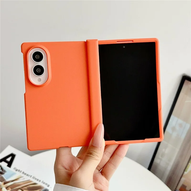 Чехол для Samsung Galaxy Z Fold8, корпус из поликарбоната с текстурой поверхности и защитой шарнира - оранжевый