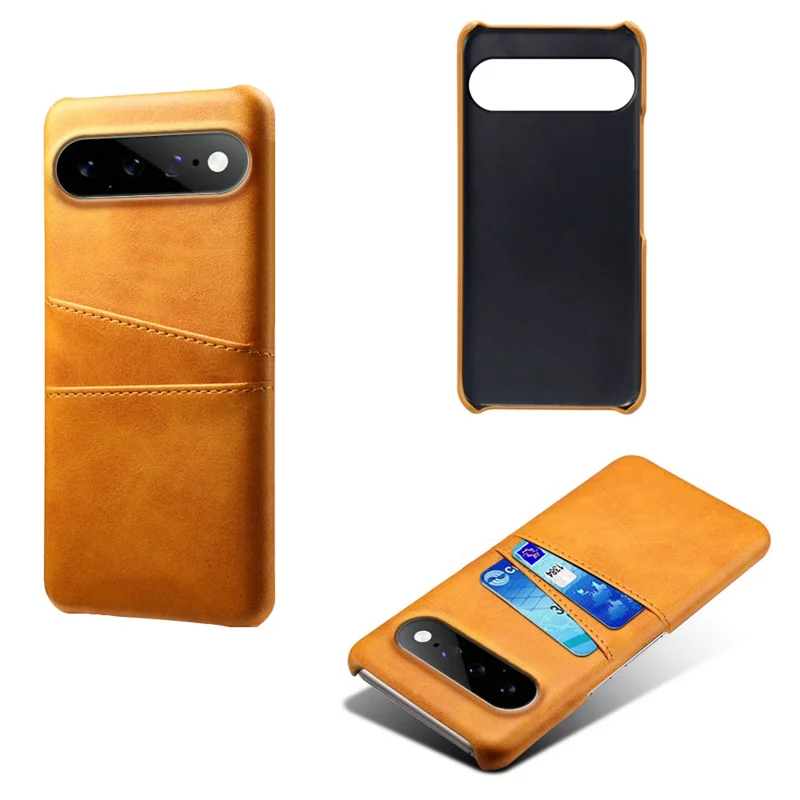 For Google Pixel 11 Pro XL Case Dual Card Slots PU Leather + Hard PC Phone Cover - Orange