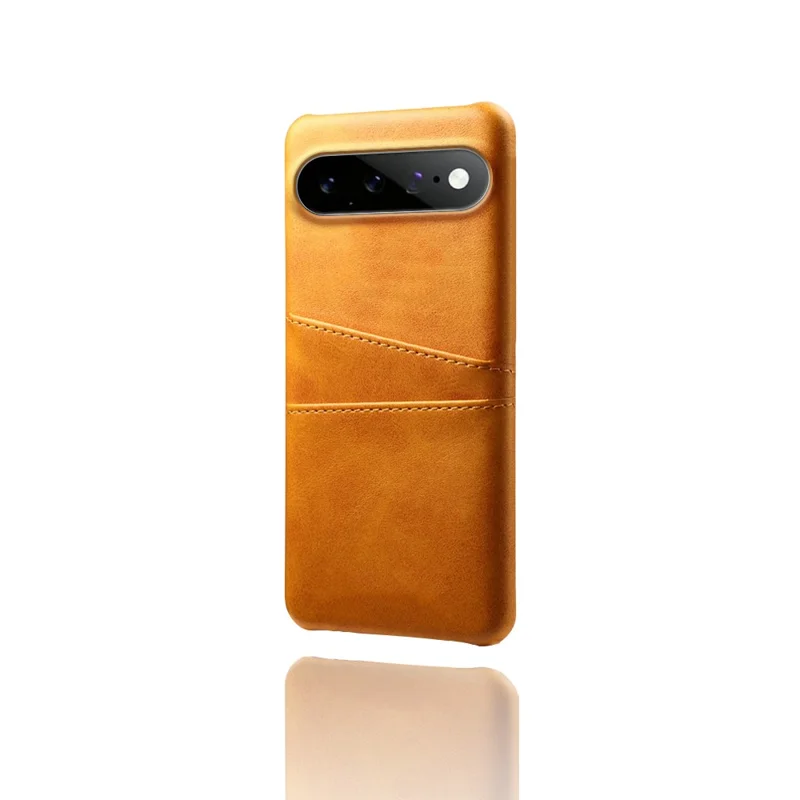 For Google Pixel 11 Pro XL Case Dual Card Slots PU Leather + Hard PC Phone Cover - Orange