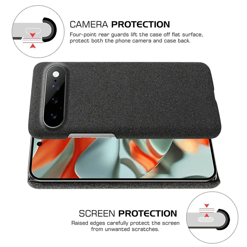 For Google Pixel 11 Pro XL Phone Case Cloth Texture Anti-Scratch Protective PC Back Cover - Black
