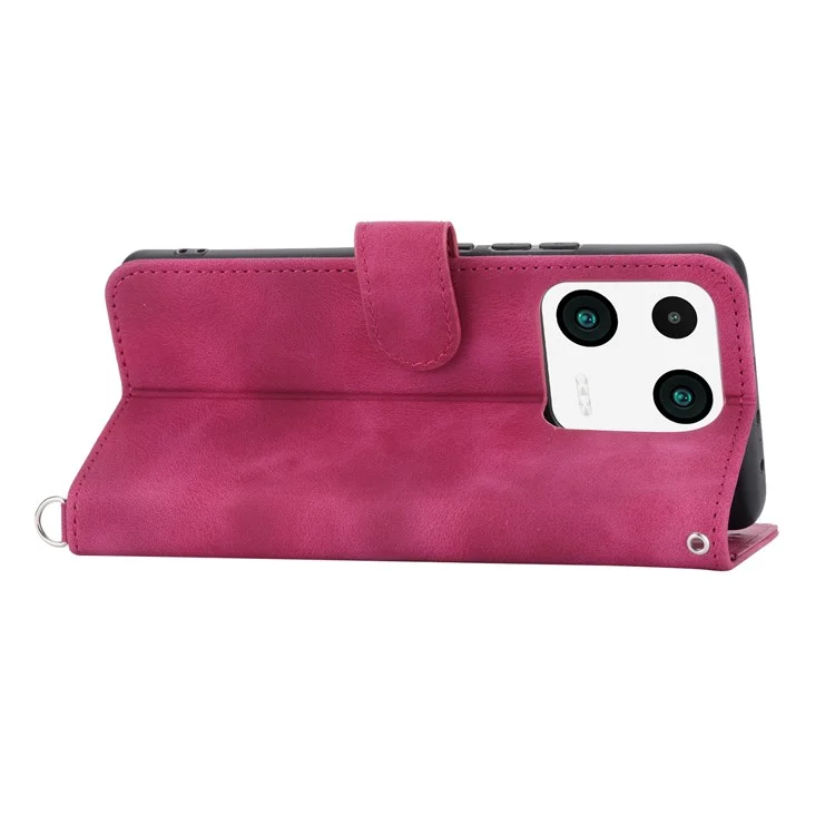 Shoulder Bag Phone Case for Xiaomi 13 Pro 5G, Wallet Function Skin-touch Feeling Imprinted Flowers Stand Leather Wristlet Pouch - Wine Red