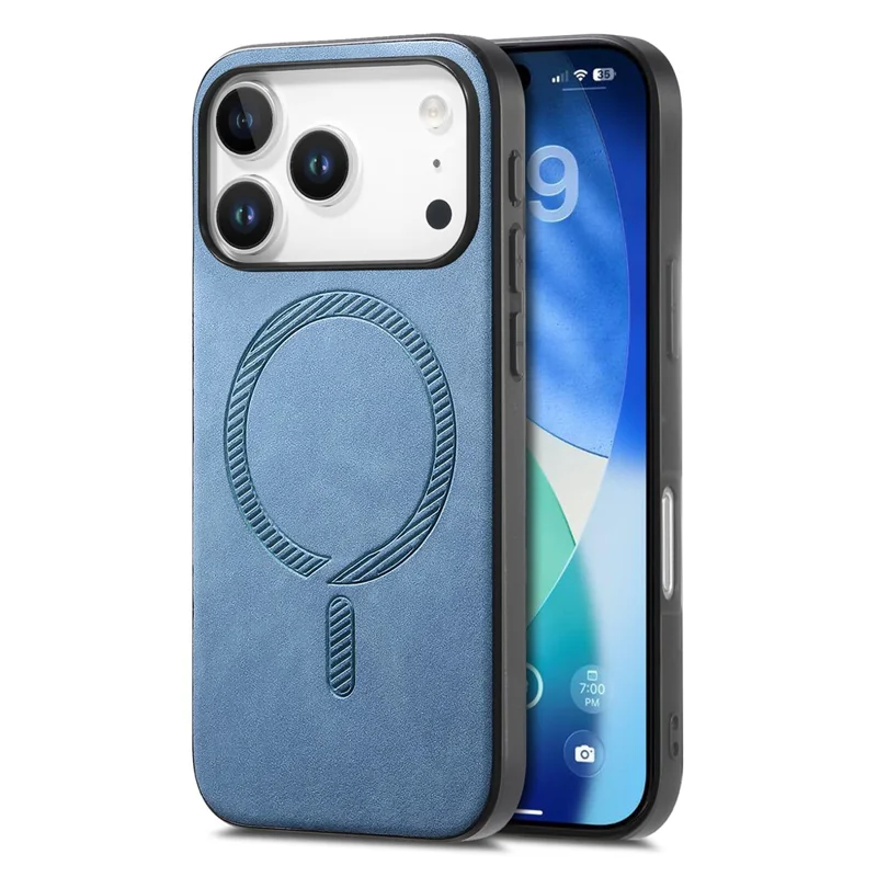 For iPhone 18 Pro Max Magnetic Case Skin-touch Leather Back Phone Cover - Blue