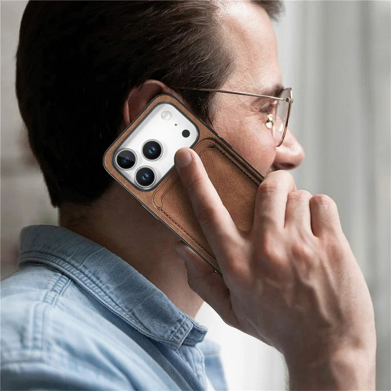 For iPhone 18 Pro Max / 17 Pro Max Magnetic Case Retro Leather + TPU Phone Cover with Detachable Card Slot - Brown