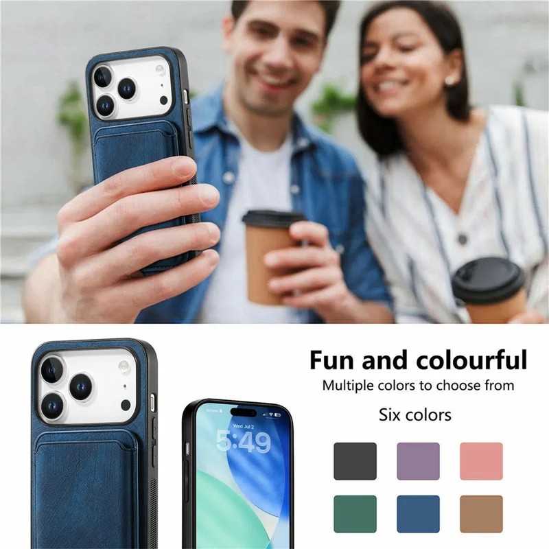 For iPhone 18 Pro Magnetic Case Retro Leather + TPU Phone Cover with Detachable Card Slot - Blue