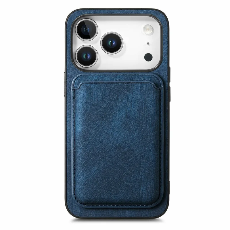 For iPhone 18 Pro Magnetic Case Retro Leather + TPU Phone Cover with Detachable Card Slot - Blue