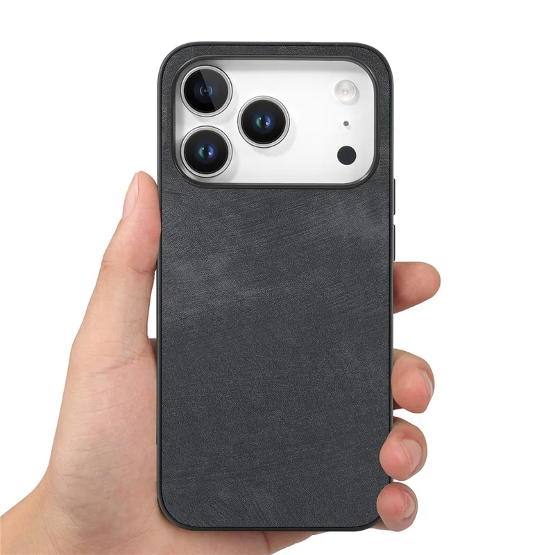For iPhone 18 Pro Max Case Shockproof Slim Retro Leather Phone Back Cover - Black