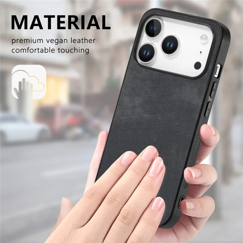 For iPhone 18 Pro Max Case Shockproof Slim Retro Leather Phone Back Cover - Black