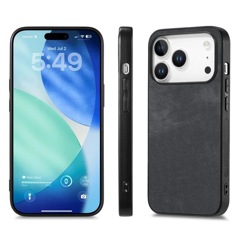 For iPhone 18 Pro Max Case Shockproof Slim Retro Leather Phone Back Cover - Black