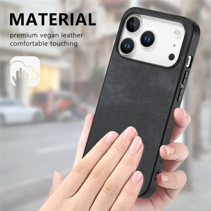 For iPhone 18 Pro Case Shockproof Slim Retro Leather Phone Back Cover - Black