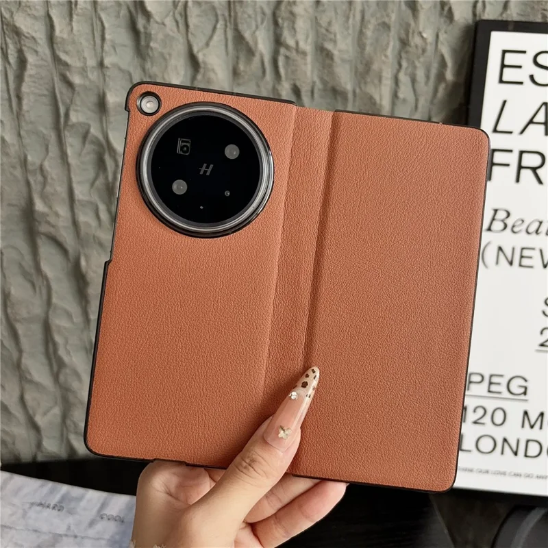 Cover per Oppo Find N6 5G, Design semplice, Antiurto, Retro in PU + PC - Marrone
