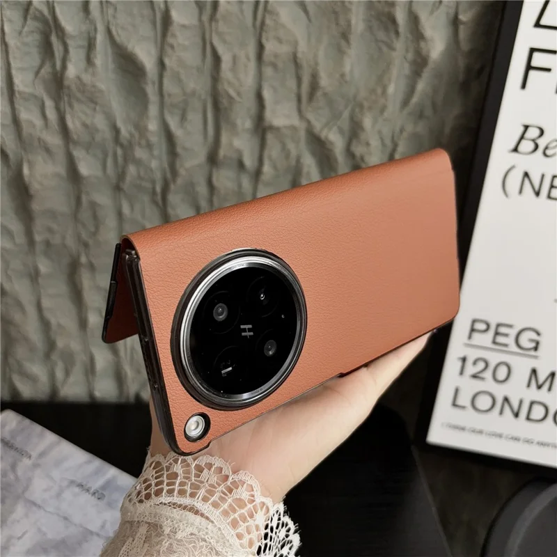 Cover per Oppo Find N6 5G, Design semplice, Antiurto, Retro in PU + PC - Marrone