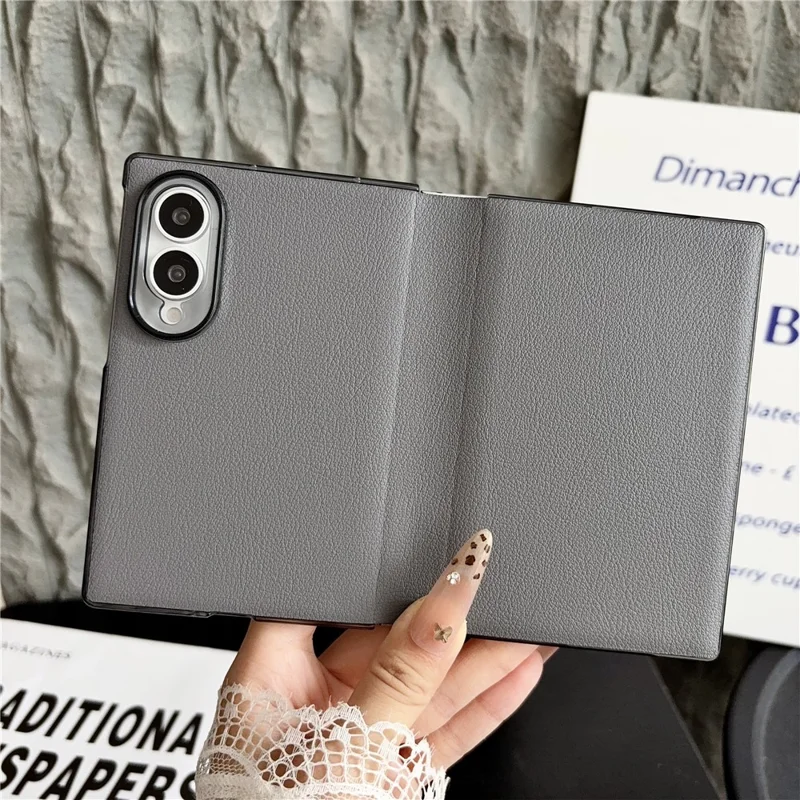 For Samsung Galaxy Z Fold8 Case Simple Design Shockproof PU + PC Phone Back Cover - Grey