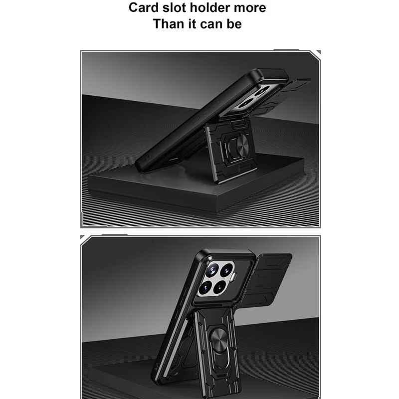 For Xiaomi 17T Pro Case PC + TPU Kickstand Phone Back Cover with Camera Slider - Black