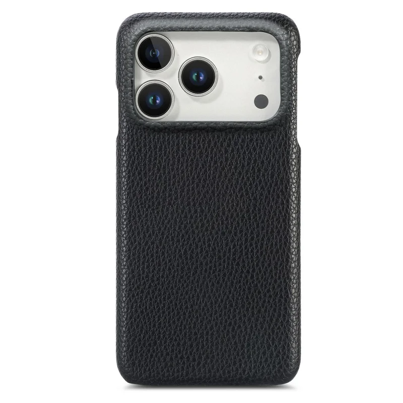 For iPhone 18 Pro Case Litchi Texture Leather Coated PC Mobile Back Cover - Black