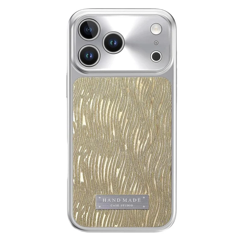 For iPhone 18 Pro Max Magnetic Case Flowing Water Ripple TPU+PC Shockproof Phone Cover Compatible With Magsafe - Gold