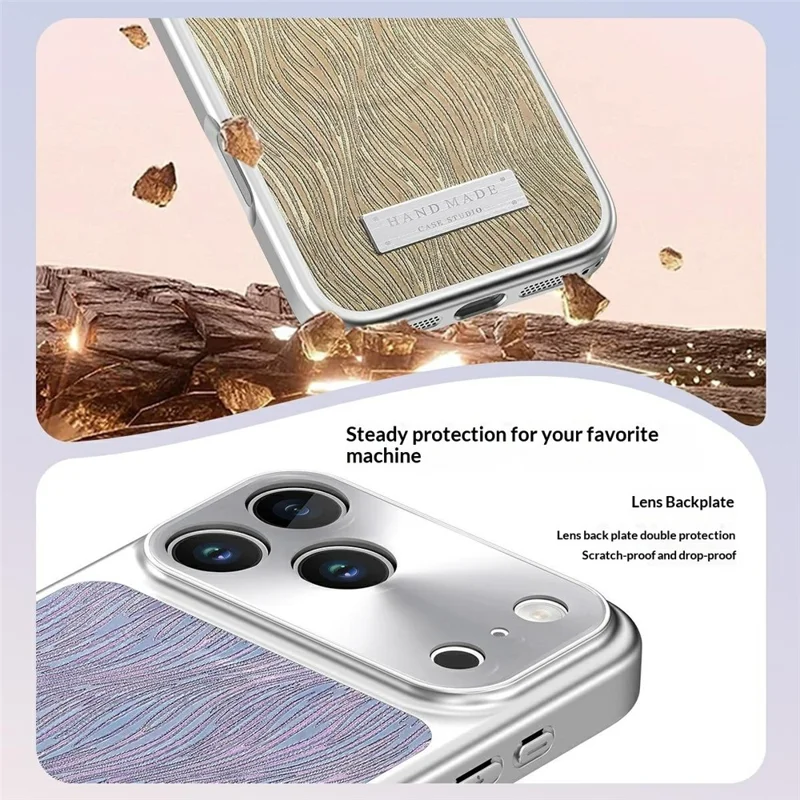 For iPhone 18 Pro Magnetic Case Flowing Water Ripple TPU+PC Shockproof Phone Cover Compatible With Magsafe - Gold