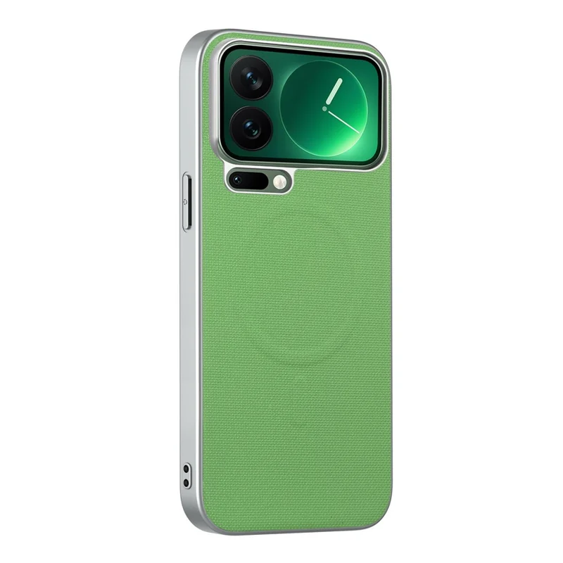 For iPhone 18 Pro Magnetic Case Fine Grid Texture Leather + PC + TPU Phone Cover - Green