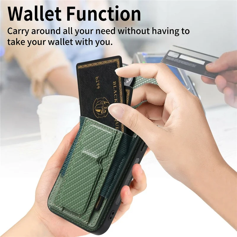 For iPhone 18 Pro Max / 17 Pro Max Case with Card Holder Kickstand Fiber Pattern Leather Back Cover - Blue