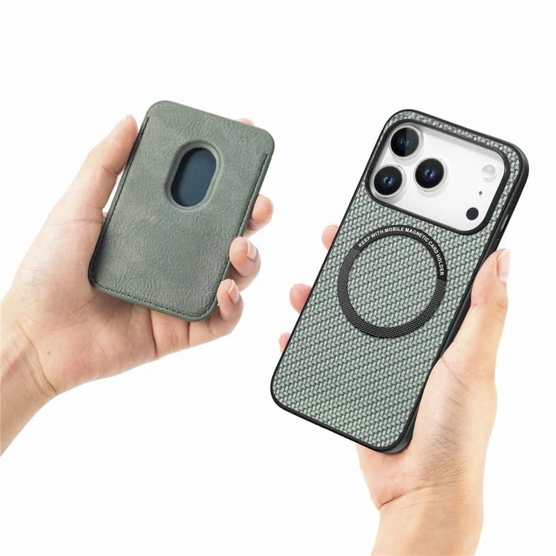 For iPhone 18 Pro Max / 17 Pro Max Magnetic Case Detachable Card Holder Phone Back Cover - Green