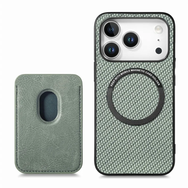 For iPhone 18 Pro Magnetic Case Detachable Card Holder Phone Back Cover - Green
