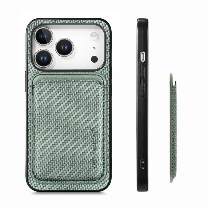 For iPhone 18 Pro Magnetic Case Detachable Card Holder Phone Back Cover - Green