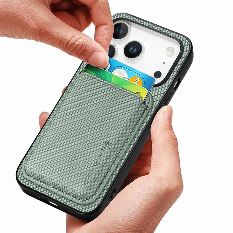 For iPhone 18 Pro Magnetic Case Detachable Card Holder Phone Back Cover - Green