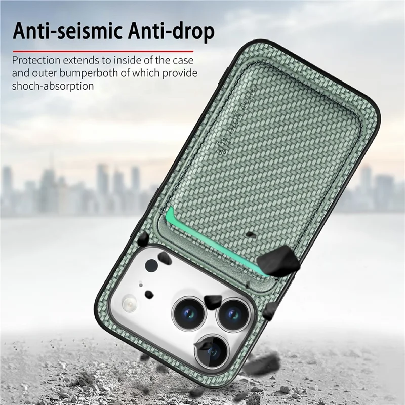 For iPhone 18 Pro Magnetic Case Detachable Card Holder Phone Back Cover - Green