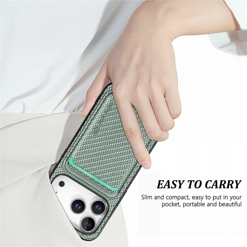 For iPhone 18 Pro Magnetic Case Detachable Card Holder Phone Back Cover - Green