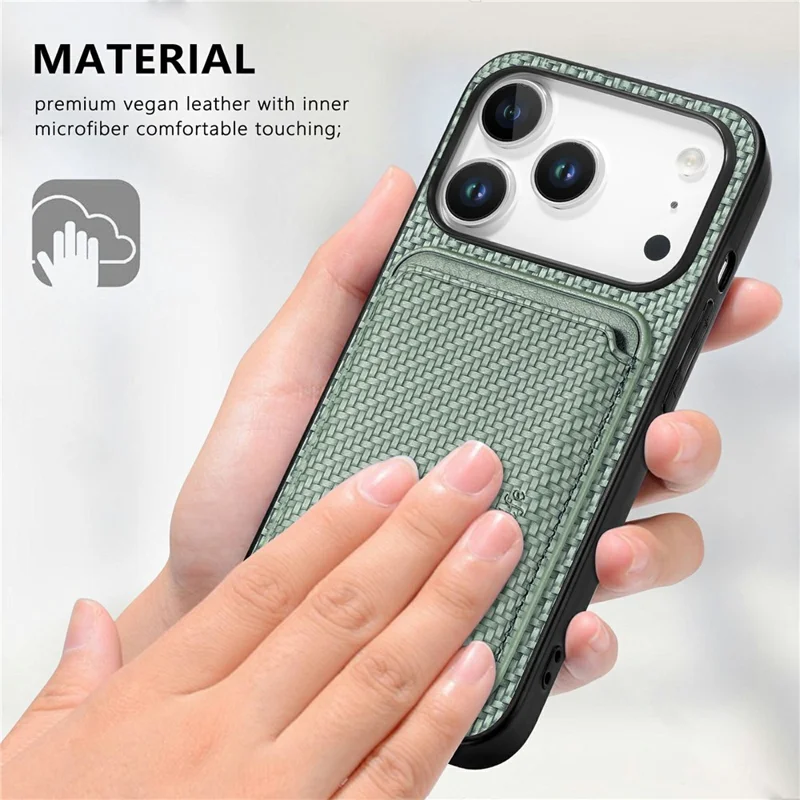 For iPhone 18 Pro Magnetic Case Detachable Card Holder Phone Back Cover - Green