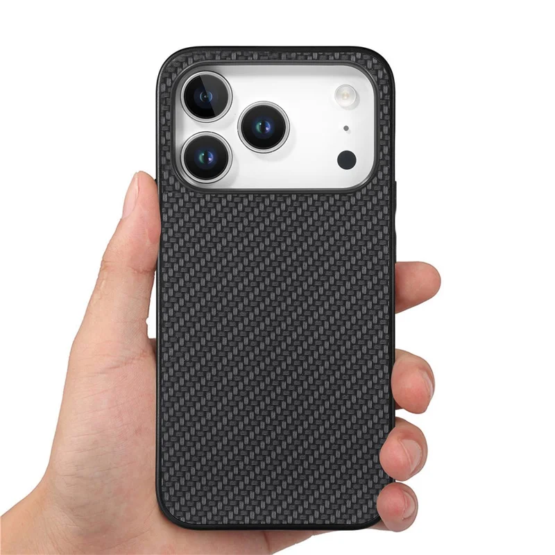For iPhone 18 Pro Max Case Carbon Fiber Texture PU Leather + PC + TPU Phone Cover - Sort