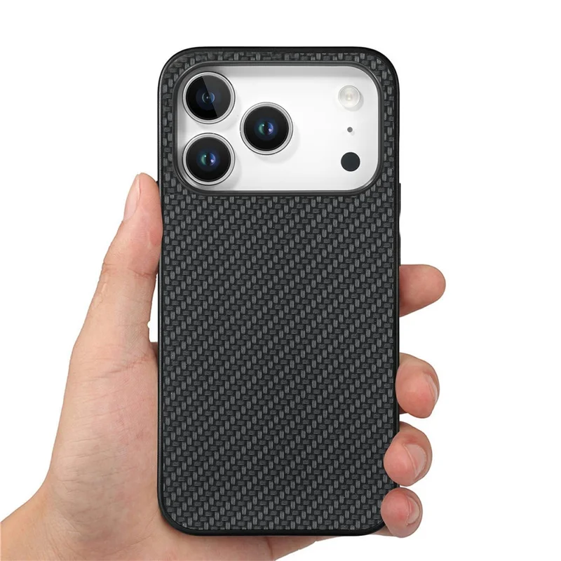 For iPhone 18 Pro Case Carbon Fiber Texture PU Leather + PC + TPU Phone Cover - Black