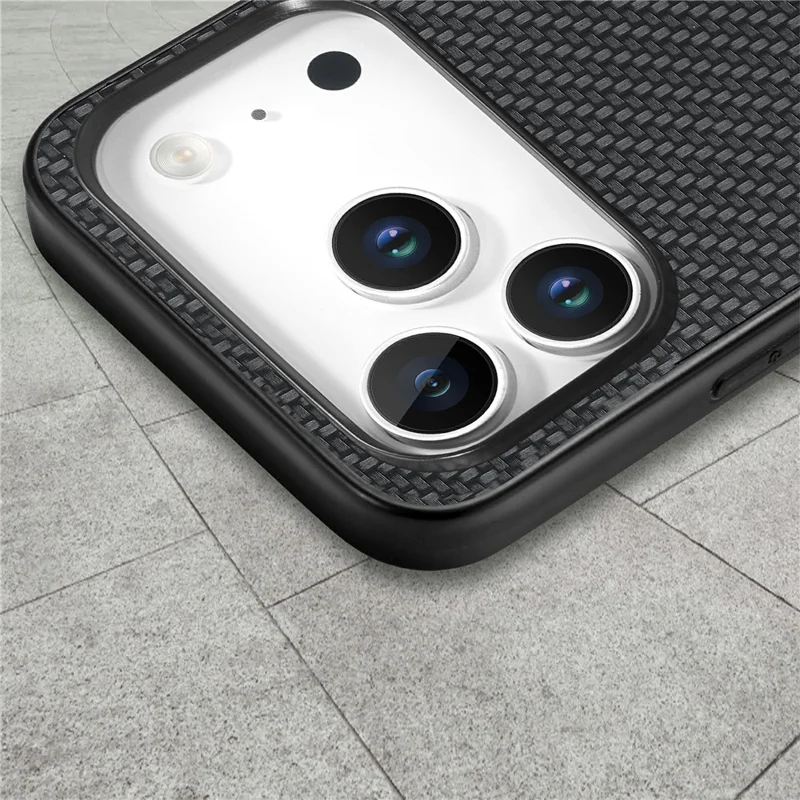 For iPhone 18 Pro Case Carbon Fiber Texture PU Leather + PC + TPU Phone Cover - Black