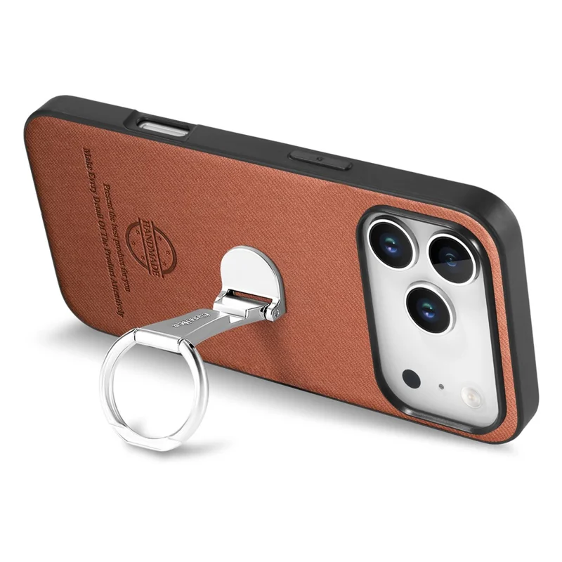 CASENEO BW-12 for iPhone 18 Pro Max / 17 Pro Max Case Folding Kickstand Twill Texture Leather Back Cover - Brown