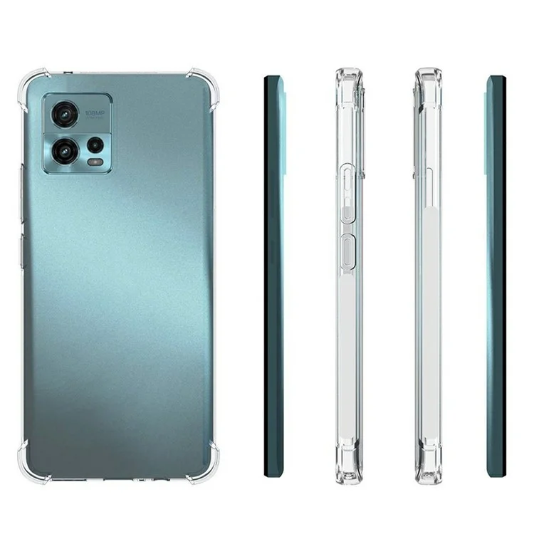 Transparent  TPU Phone Case For Motorola Moto G72 4G, Four Corners Shock Absorption Scratch-resistant Protective Non-Slip Back Cover