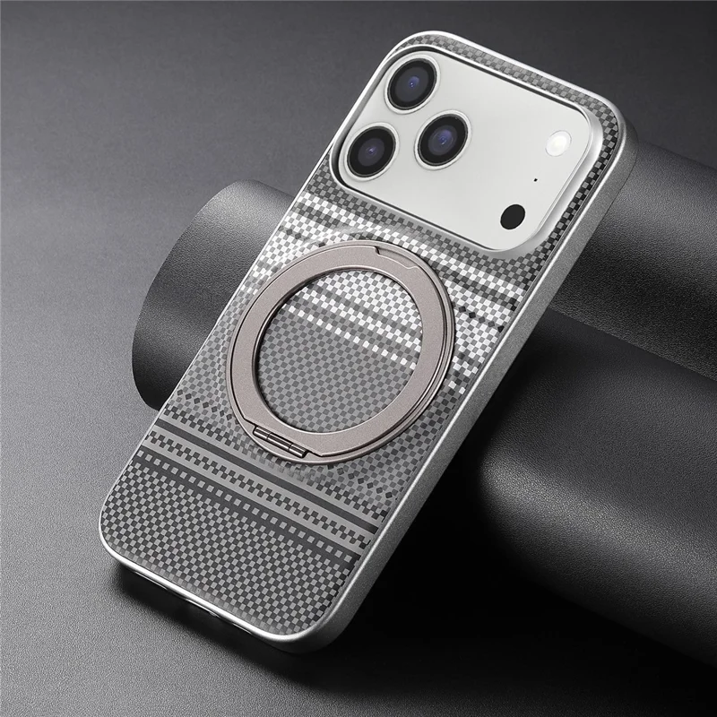 For iPhone 18 Pro Max Case Magnetic Kickstand PU Leather + PC + TPU Gradient Phone Cover - Black