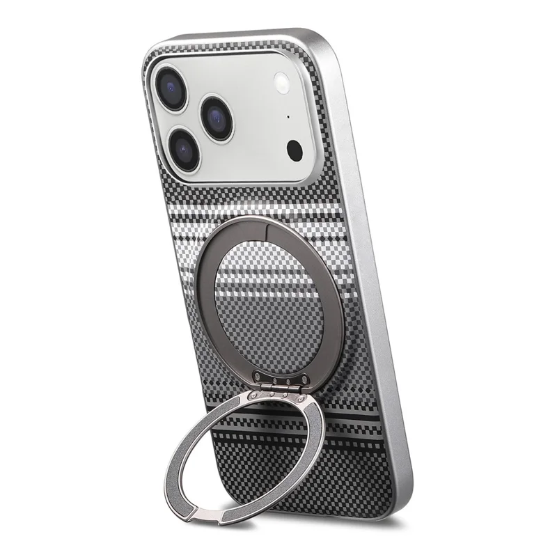For iPhone 18 Pro Max Case Magnetic Kickstand PU Leather + PC + TPU Gradient Phone Cover - Black