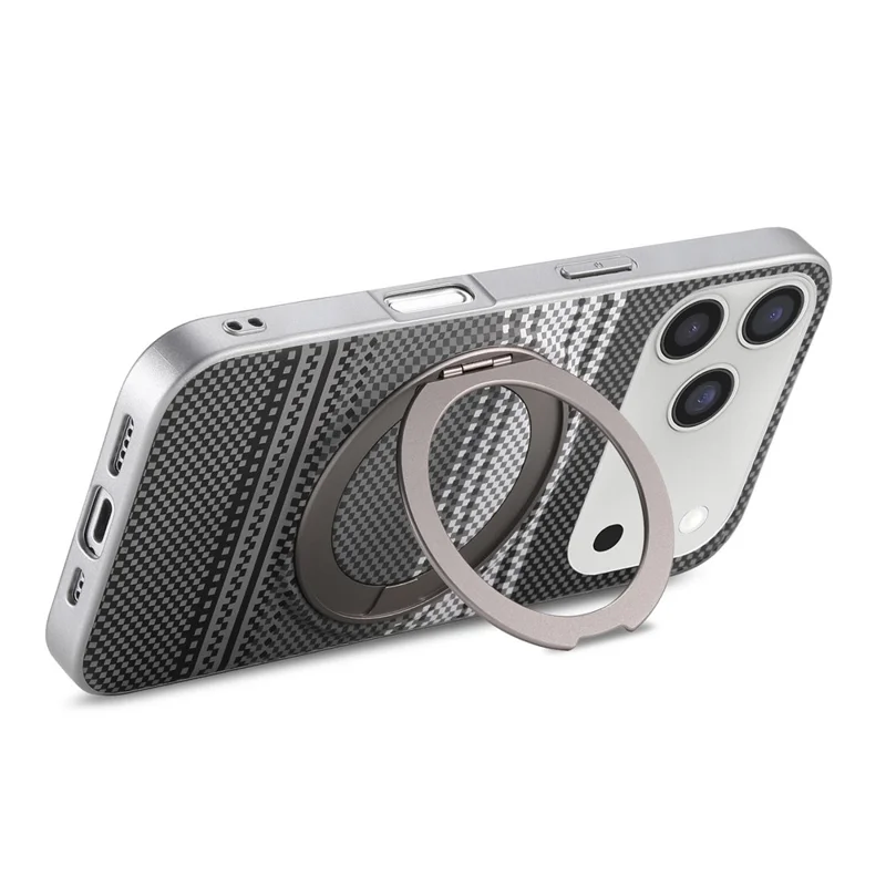 For iPhone 18 Pro Max Case Magnetic Kickstand PU Leather + PC + TPU Gradient Phone Cover - Black