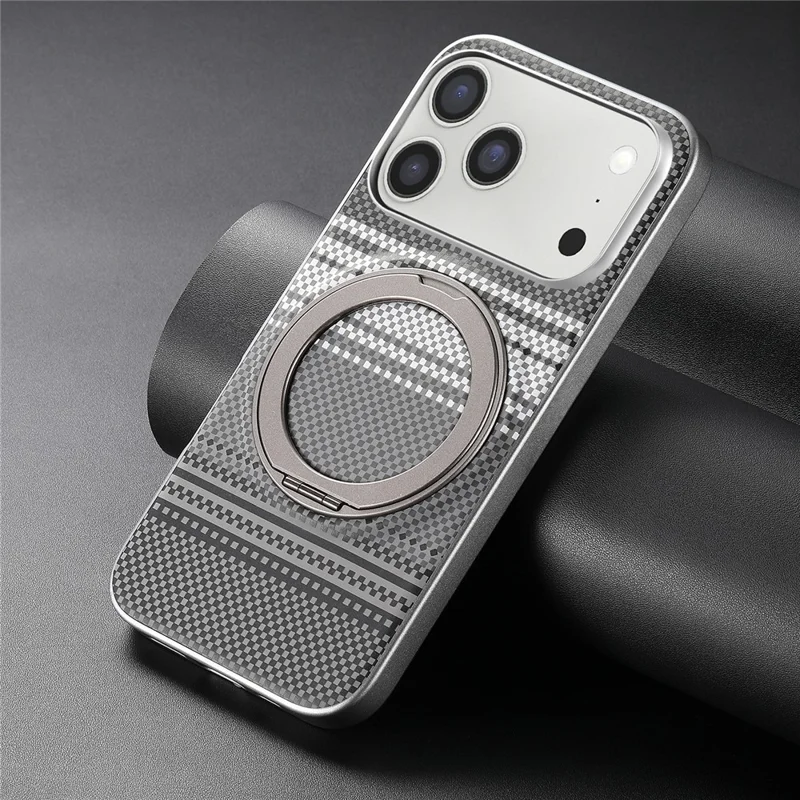 For iPhone 18 Pro Case Magnetic Kickstand PU Leather + PC + TPU Gradient Phone Cover - Black